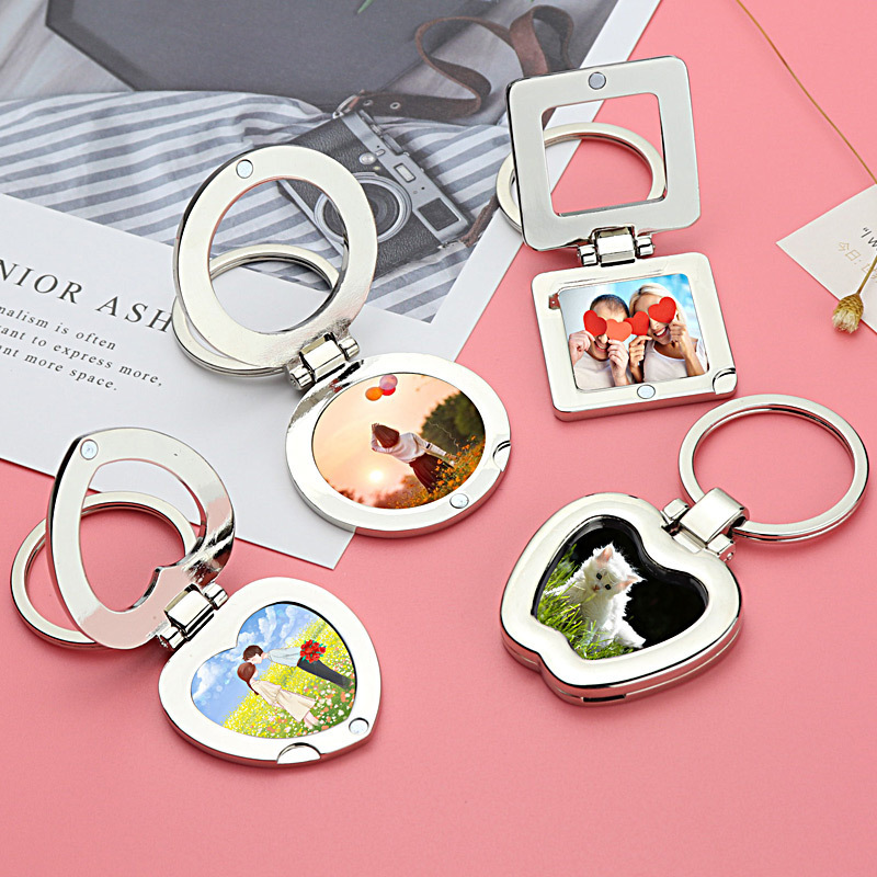 Internet Celebrant Metal Photo Frame Keychain Couple Photo Advertising Key Ring Graduation souvenir small gift key chain lettering