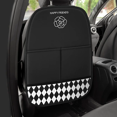 Car anti-kick pad rear car Chair back anti-kick pad - thickened-and-upgraded-diamond-grid-storage-style