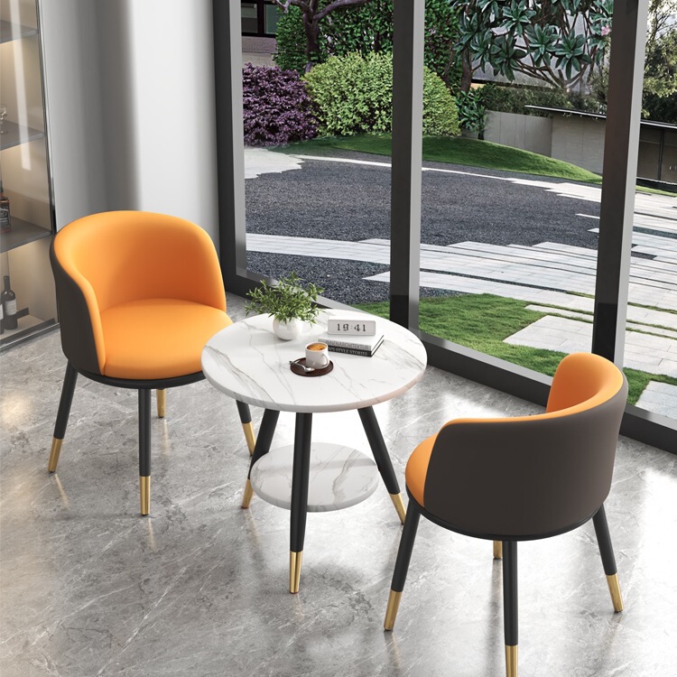 Balcony Tea Table and Chair Combination Small Round Table Coffee Table and Chair Three-Piece Set Hotel Negotiation Reception Leisure Table and Chair Combination