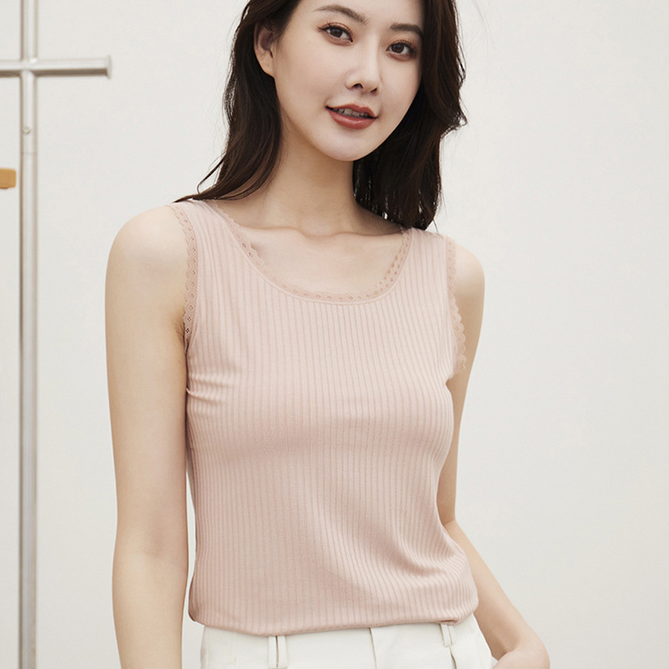 Small Camisole Women's 6*8 Threaded 2956 Lace Threaded Cotton Crewneck Base Shirt Mina Shudan