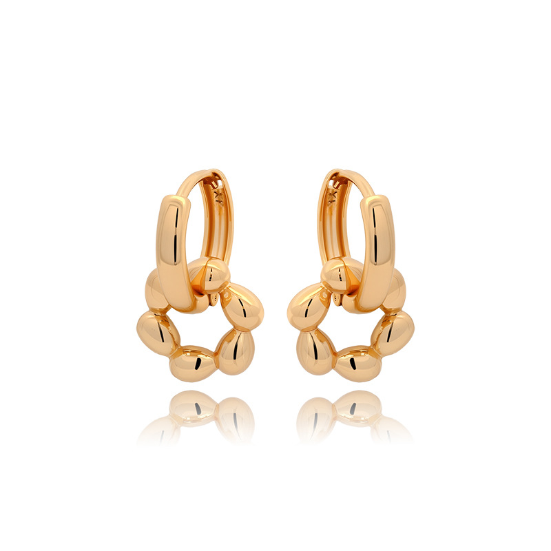 Xuping nuevo estilo de moda, dos perfiles de estilo retro nicho de diseño floral aretes de aretes de círculo geométrico para mujeres