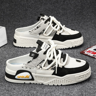 Baotou Half Slippers Men's Summer Outfit Lazy Slip-on Heel Men's Shoes Mesh Shoes Youth Sandals