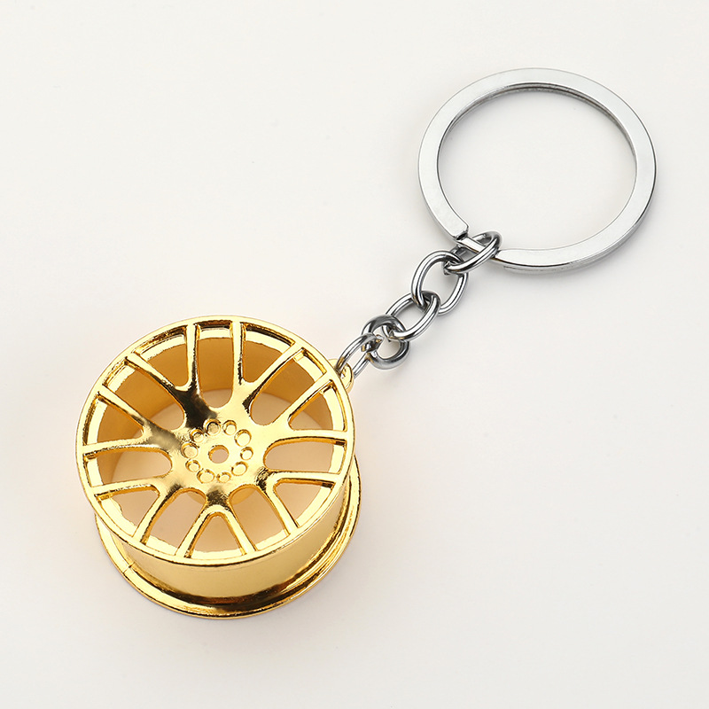 Daily Occasion Direct Sales Car Modification Fittings Small Gift Men's Metal Wheel Hub Pendant Wholesale Wheel Hub Keychain
