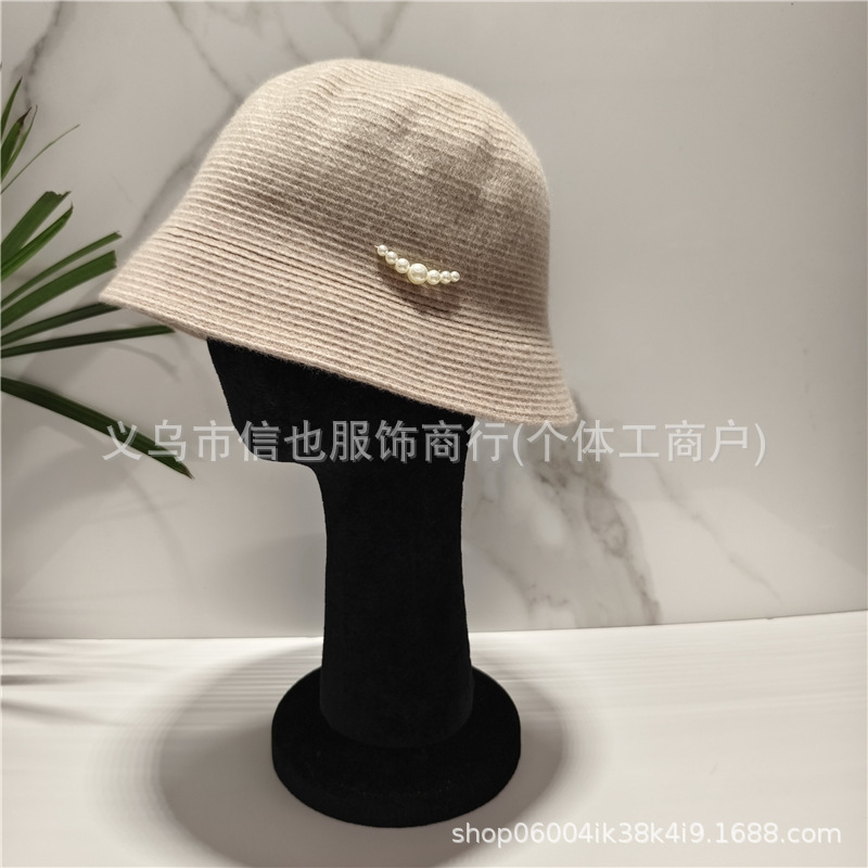 多种戴法的秋冬羊毛渔夫帽子女珍珠优雅时尚遮阳礼帽显脸小盆帽|undefined