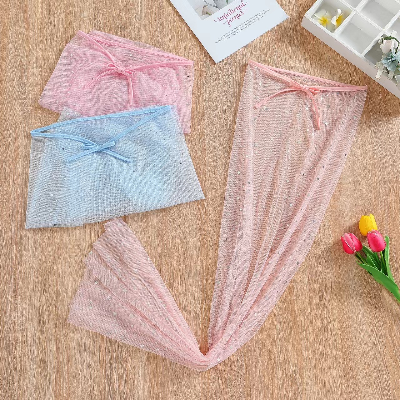 Capa de niña princesa Elsa accesorios congelados hadas temperamento fiesta rendimiento malla velo ESTILO OCCIDENTAL
