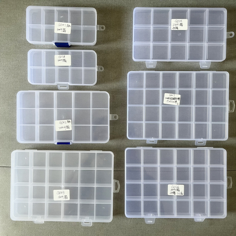 Fijo no inserto frijol soluble en agua cuentas de arroz equipo de pesca fuego pintura sello grano de cera caja de almacenamiento de envases de plástico transparente