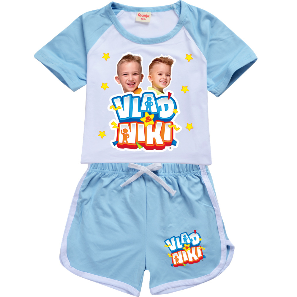 Jungen Sommer Vlad Niki Sets Kurzarm T-Shirt Shorts 2 Stück Anzug Casual Sportswear Kinder kleidung Trainings anzug für Teenager Mädchen – Detail 8