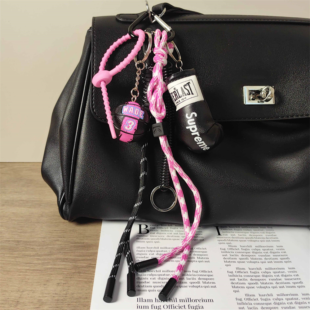 54g Weight Bag Pendant, Keychain Classification 1 Piece Quantity Alloy Rope Boxing Gloves Bag Pendant Keychain Bag Charms