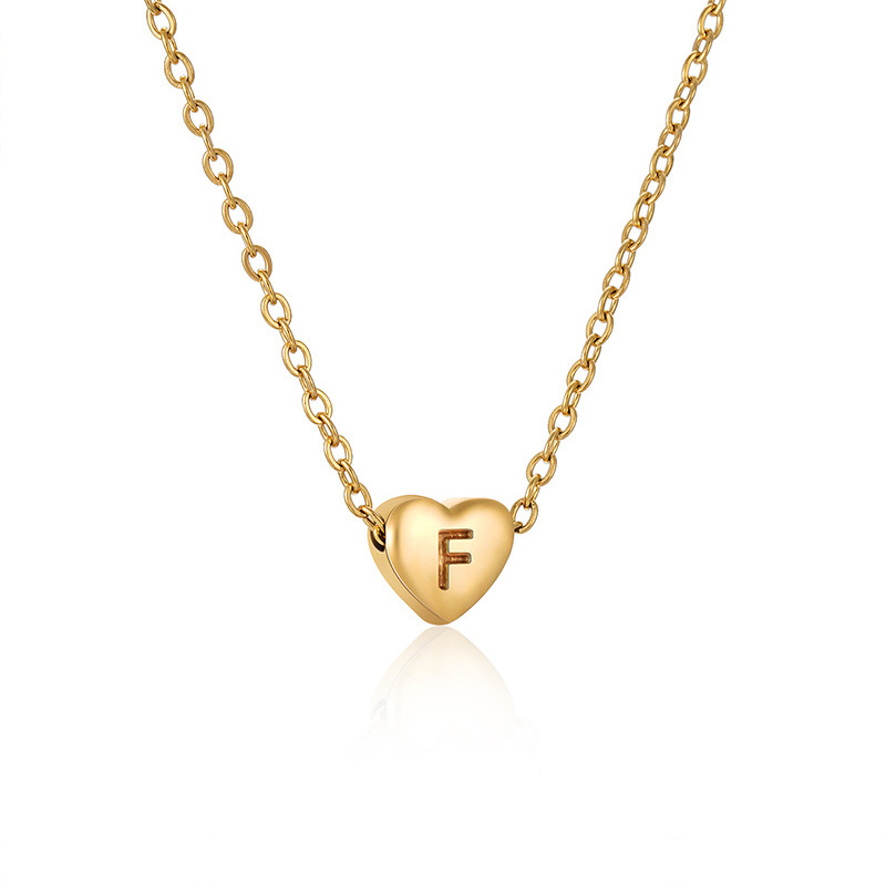 Kulei joyería de 18 quilates de oro de acero inoxidable collar de letras en forma de corazón accesorios femeninos europeos y americanos de acero de titanio melocotón colgante de joyería en forma de corazón
