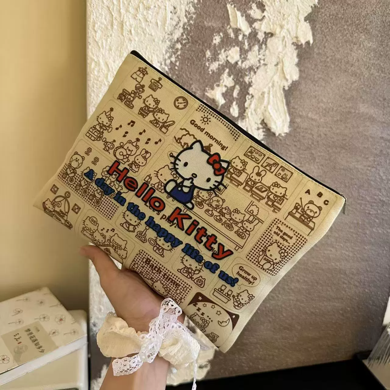 Сумка-газета Hello Kitty в стиле Мори, дорогая ниша, популярная сумка для выхода на улицу, студенческий клатч для макияжа