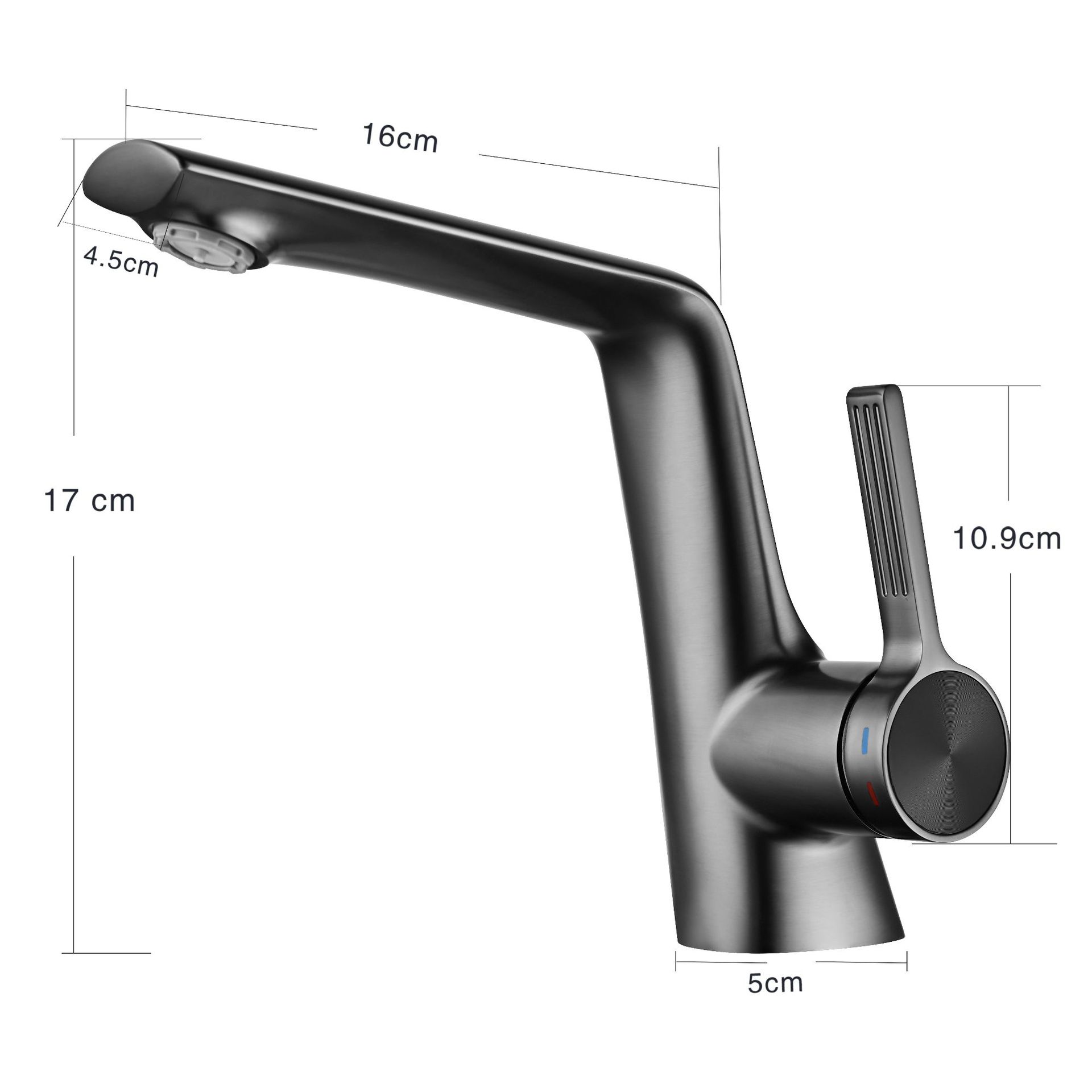 Uno por uno baño gabinete de cobre trefilado pistola gris cuenca grifo luz lujo estilo undercounter Cuenca del grifo caliente y fría