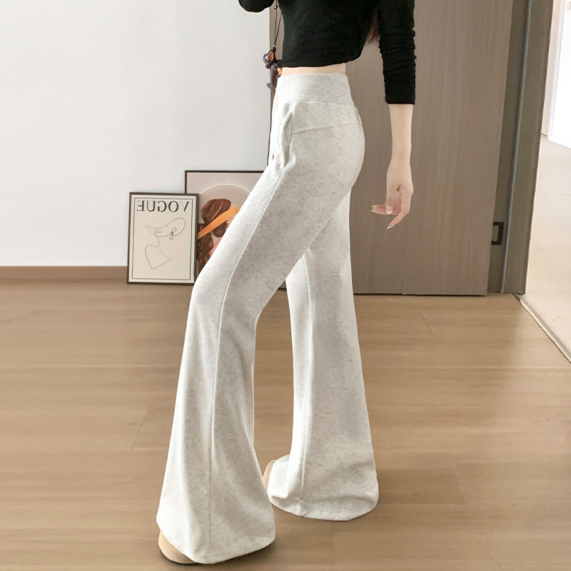 American-Style Spicy Girl Flared Pants for Women, Spring and Summer Ribbed High-Waisted Flared Casual Sweatpants, Slim Fit, Drapey Sports Pants
