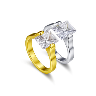 ���R�d�¿��L�����ʯ��ָ���P�΢�18K��Ůʽָ�h���ĊAʯ��ָ