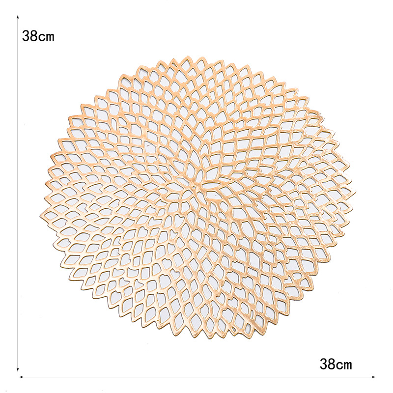 Nuevo estilo europeo almohadilla de decoración de mesa estampado de tenis estampado de oro de pvc almohadilla de taza hueco creativa almohadilla de comedor occidental almohadilla aislante térmico