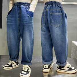 男童牛仔裤春秋装2022新款中大童韩版宽松长裤子老爹裤炸街儿童装
