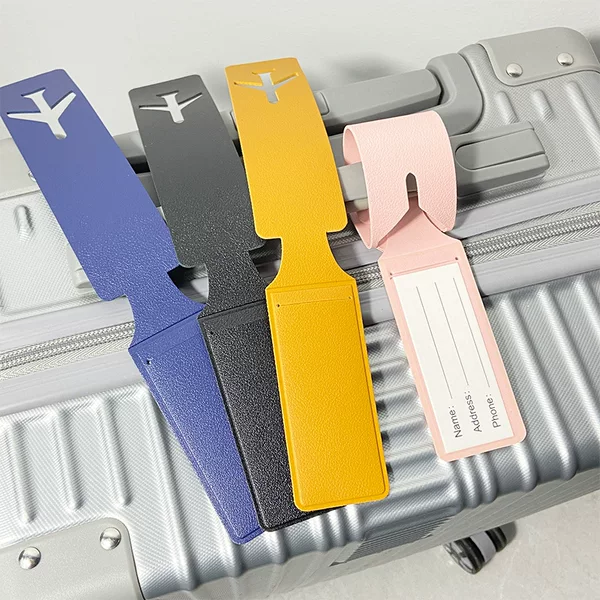 Cross-Border Pu Leather Leather Luggage Tag Comes with Card Paper Conjoined Long Luggage Tag Boarding Pass