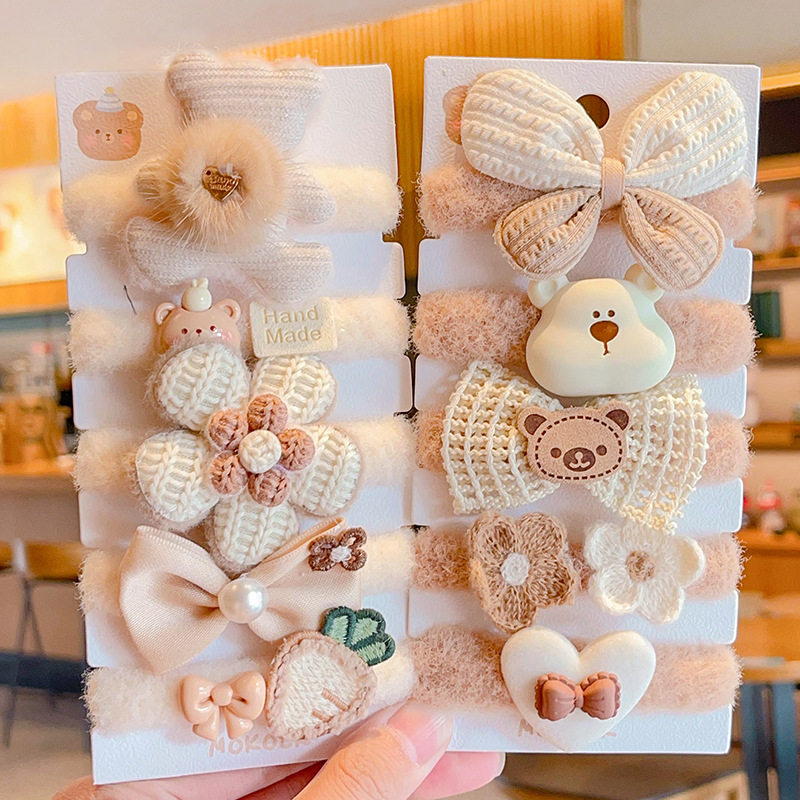 Los niños no lastiman el Pelo elástico banda de goma lindo bebé corbata accesorios para el cabello Niña de dibujos animados de peluche anillo de pelo tocado