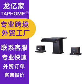 美标澳标轻奢全铜分体式双把手冷热瀑布出水卫生间面盆水龙头批发