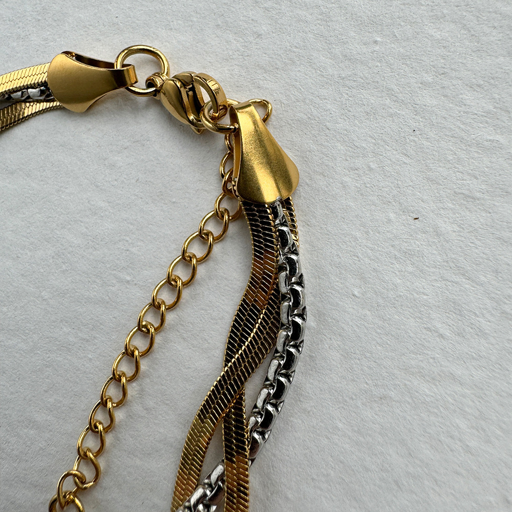 Daily Occasion 304 Stainless Steel Material Casual Retro Printing Titanium Steel Plating 18K Gold Plated Women's Necklace