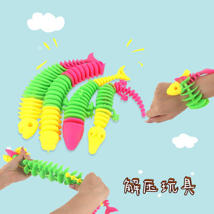 Cross-border hot new TPR soft multi-color fishbone Lala Le trick bracelet decompression vent small toys wholesale