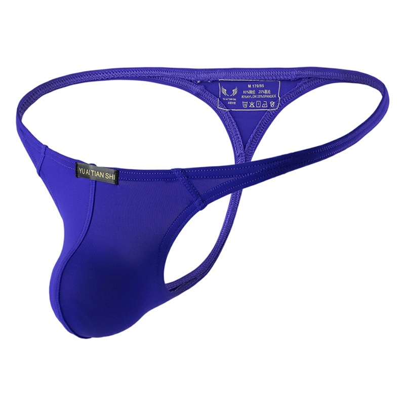 Factory Direct Supply of Men's Underwear Nylon Sexy Low-Waist Gay Single T-Pants Cross-Border Export Large Size Thong for Men