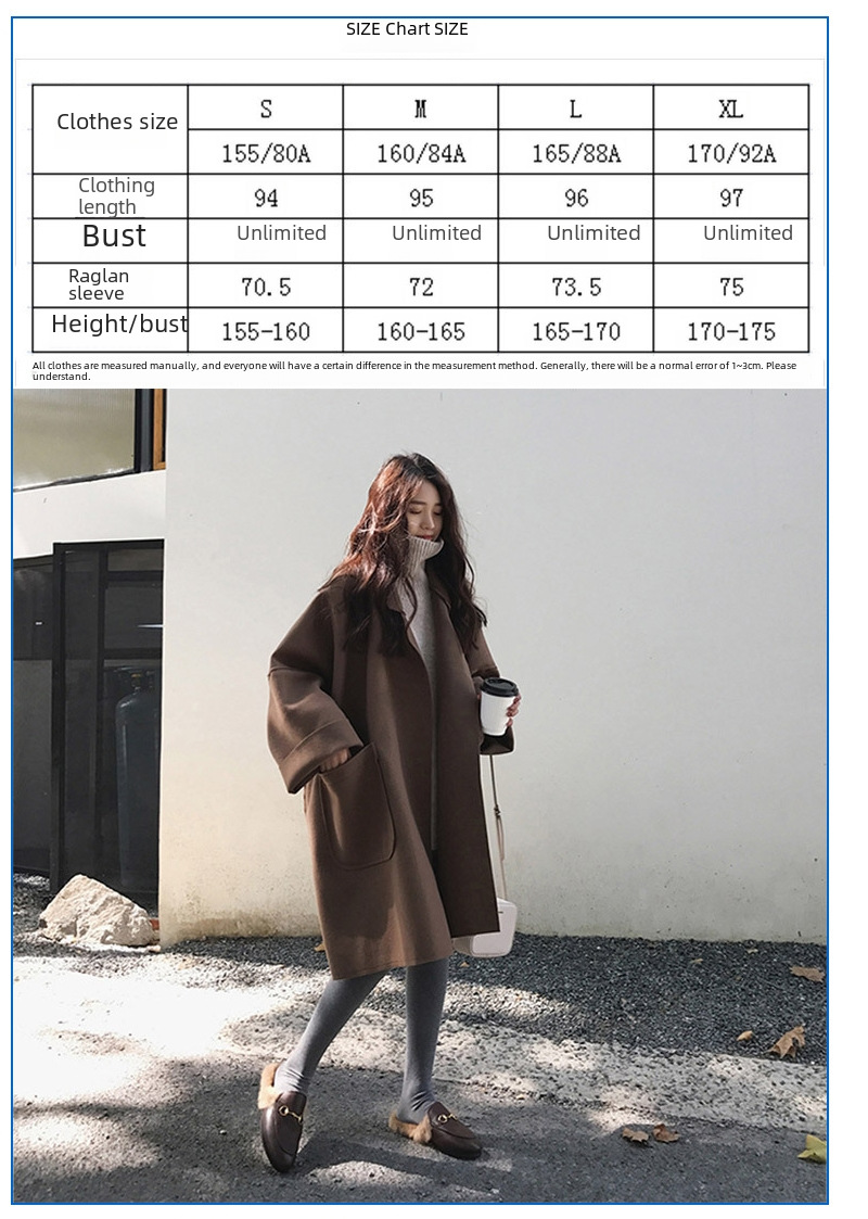 2021 Neue Herbst- und Winterjacke für Damen aus Wollstoff, Studentin im koreanischen Stil, mittellang, große Größe, lockerer Umhang, Hepburn-Mode_voghion.com