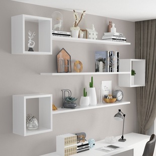 Wall Storage Rack Wall-Mounted Storage Cabinet Bedroom Wall Creative Grids Living Room Home Bookshelf Background Wall Decoration Rack