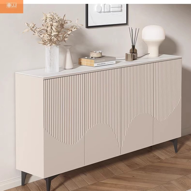 Shoe Cabinet Home Door Storage Cabinet Wall Rock Board Living Room Simple Modern Large Capacity Storage Entrance Cabinet Cream Style