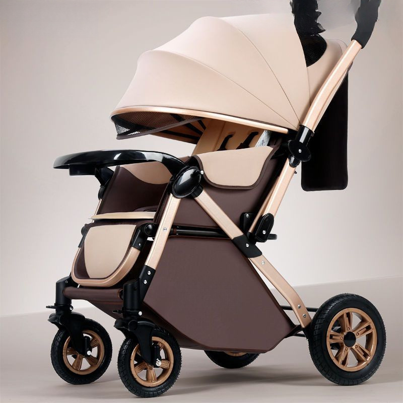 High-View Baby Stroller Can Sit and Lie Down, Lightweight Folding Baby Umbrella Stroller, Two-Way Stroller, Shock-Absorbing Stroller