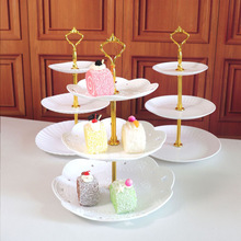 跨境蛋糕托盘塑料糖果盘零食盘婚庆生日茶歇摆台三层甜品台展示架
