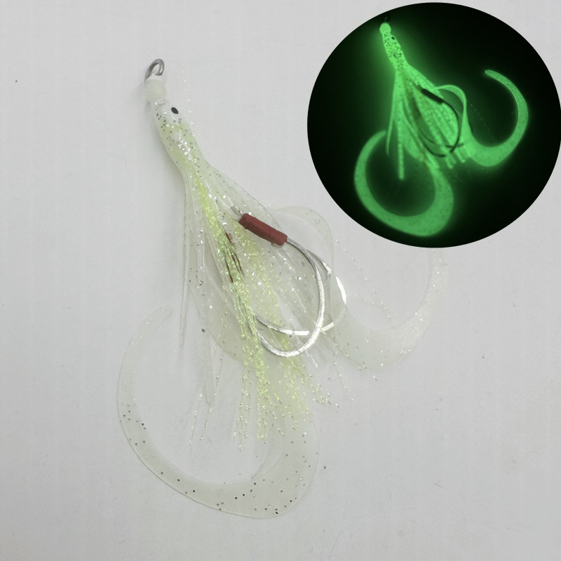 Gancho de calamar pulpo doble gancho tianya espada Pez con anzuelo cadena gancho mar pesca luminosa hierro placa gancho Luya barco pesca gancho