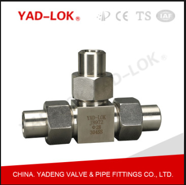 YAD亚登厂家直供不锈钢活动焊接三通接头 平面四氟垫密封