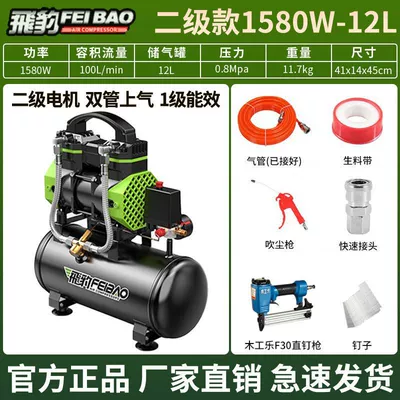 Hava kompressorları Compressor Small 220V Portable - feibao-quality-assurance-oil-free-and-maintenance-free-brushless-double-tube-air-supply-1580w-12l-straight-nail-gun