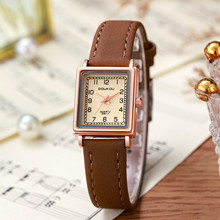 潮流复古韩版简约气质女士手表方形小表盘学生百搭ins风森系批发