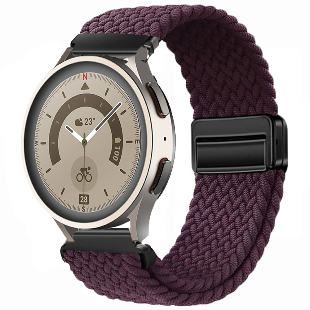 Adecuado para correa de reloj Huawei GT5 con hebilla de succión magnética, correa de reloj deportivo Samsung watch7 elástica y transpirable tejida de nailon