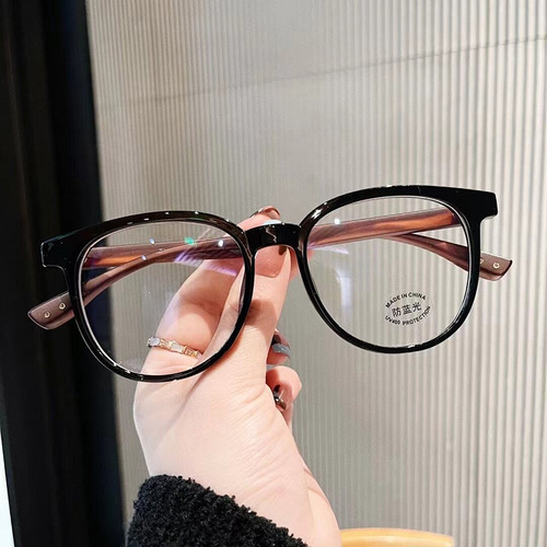 Qianai's new TR90 anti-blue light glasses Korean version retro wood grain leg square frame can be equipped with prescription plain eyeglass frames