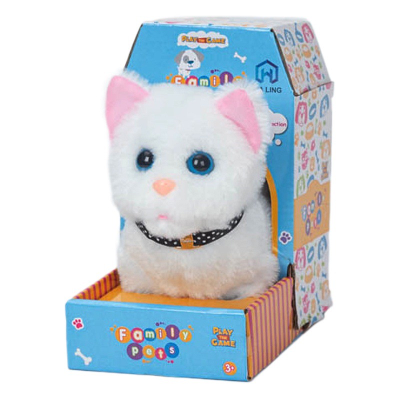 Simulación eléctrica de peluche gato electrónico realista llamada gato sonido sacudiendo cola asintiendo lindo mascota gato niños juguete al por mayor