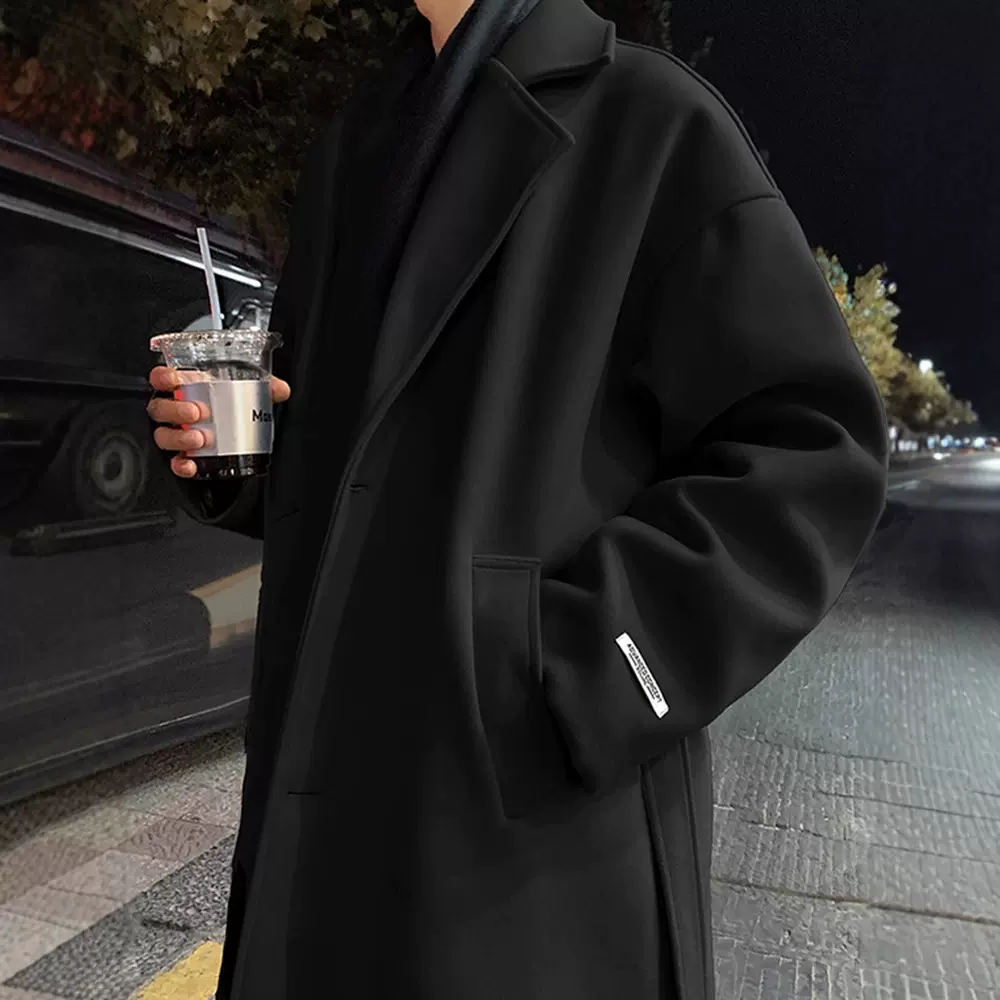 谢尔比中长款毛呢大衣男生秋季英伦风痞帅呢子外套高级感过膝风衣