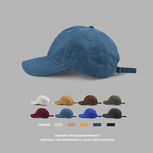 Solid color big head baseball hat for men and women ins trendy off-white peaked cap Japanese style versatile Korean version