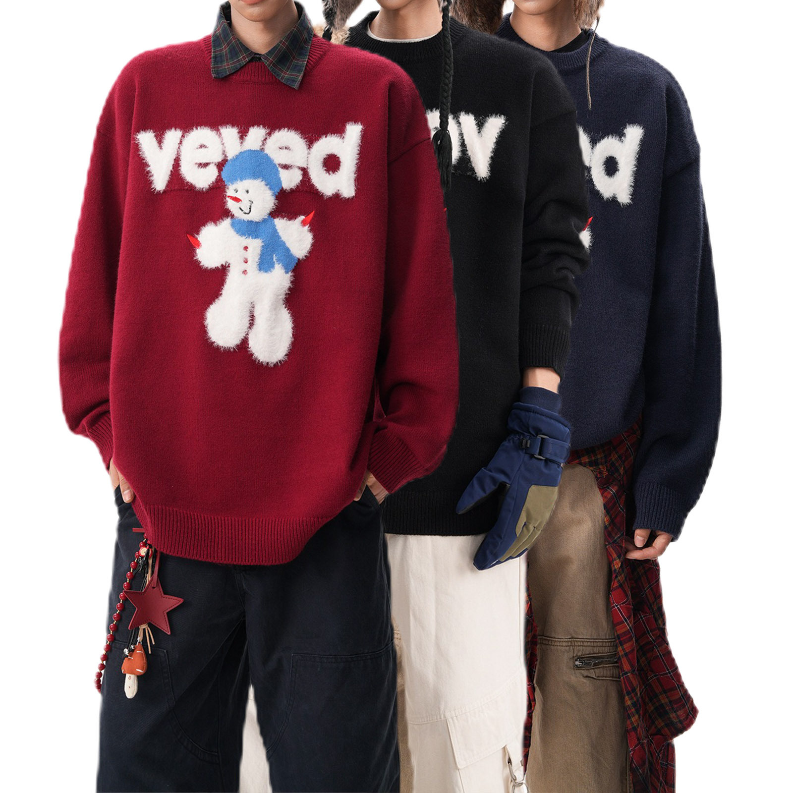 Explosiones transfronterizas de tamaño europeo de tamaño grande jersey de jersey jersey hombre de nieve marca de tendencia de Navidad fábrica de jersey de invierno al por mayor