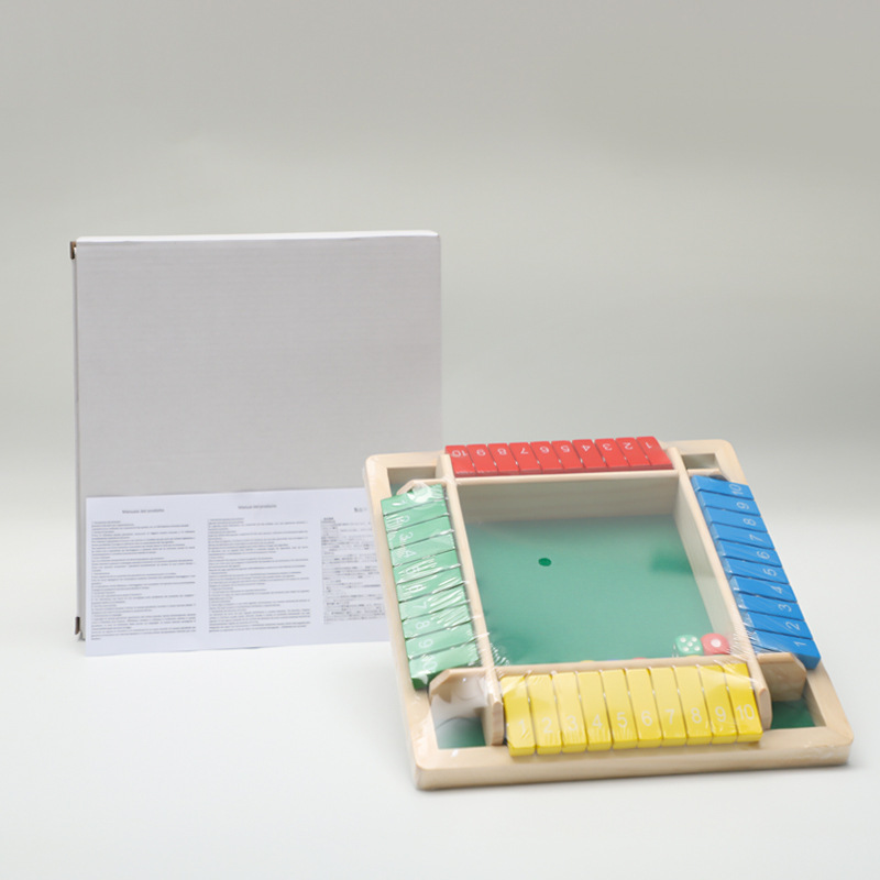 Ajedrez multifacético para niños Ajedrez de cuatro lados Barra de dados Juego de mesa de madera Juego de mesa interactivo entre padres e hijos