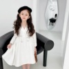 Summer evening dress, skirt, white small princess costume, wedding dress, children's jacket, Chanel style, Birthday gift