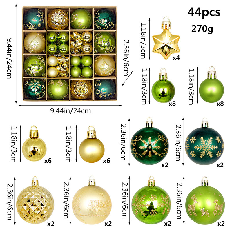 Juego de Esferas Navideñas Set de 44 Piezas 3-6 cm de Plástico Colgante para Árbol de Navidad image 8
