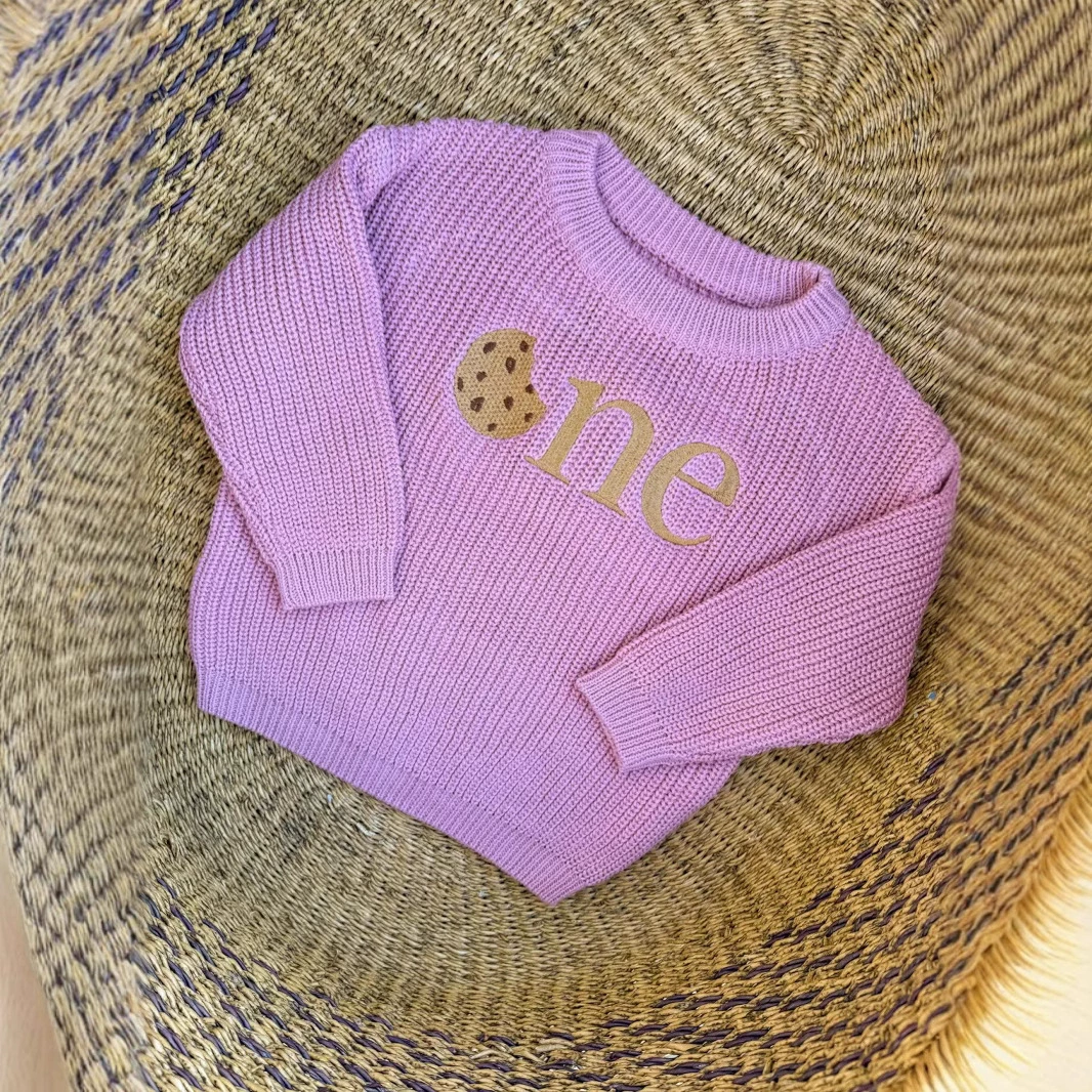 1 год рождения свитер-имя вышитый вышитый детский свитер хлопок ребенок Wild One год