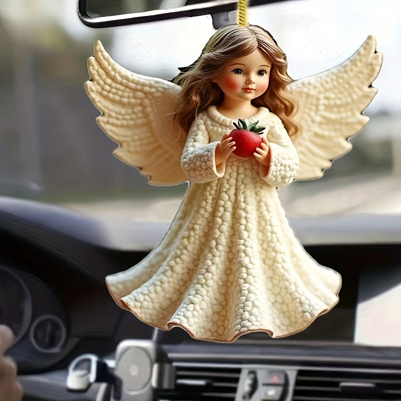 Cross-border nuevo lindo ángel acrílico colgante espejo retrovisor de automóvil colgante plano decoración de regalos de vacaciones