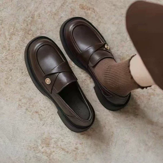 Туфли на мягкой подошве Lefu Женская весна 2024 новая мода маленькая золотая монета