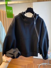 特大码2-300斤重工设计感小众宽松斜拉链连帽卫衣女时尚秋季外套