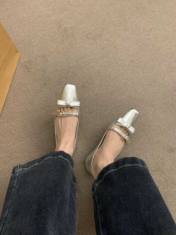 Zapatos mary jane mujer plata elegantes estilo francés_voghion.com