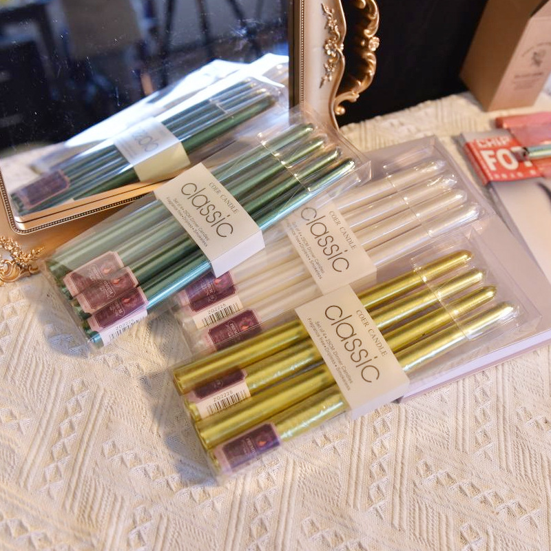 De estilo europeo clásico de color de galvanoplastia vela larga Polo libre de humo romántica decoración de la boda cumpleaños Qixi cono Polo vela transfronteriza