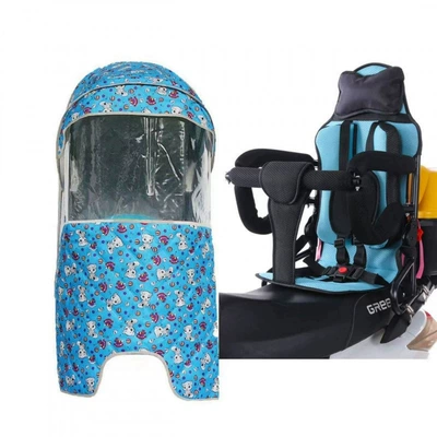 Electric car child seat, Car Rear Seat Battery Car - fully-foldable-blue-seat-with-headrest-summer-awning